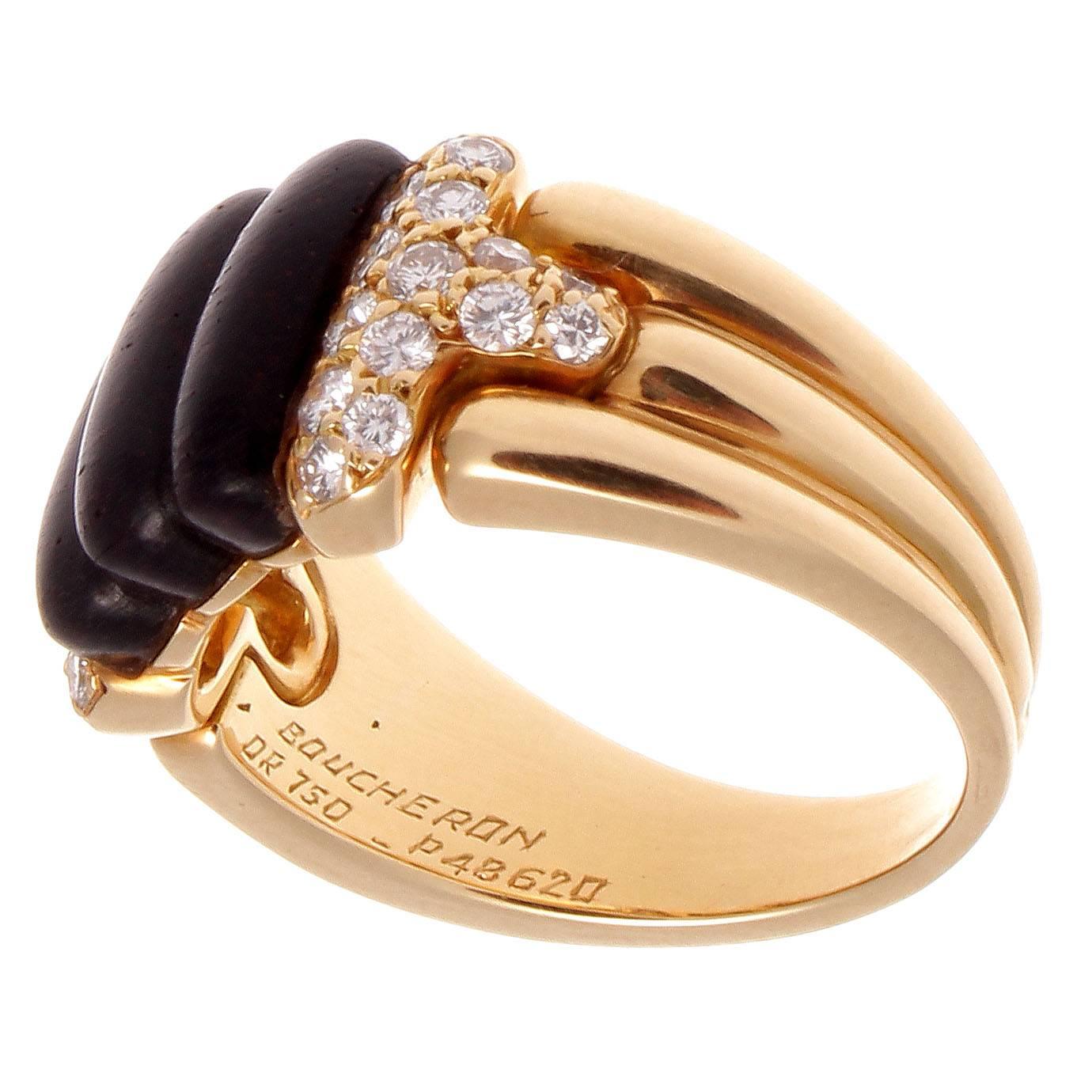 Boucheron Special Wood Diamond Gold Ring