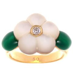 Van Cleef & Arpels Coral Mother-of-Pearl Diamond Gold Ring