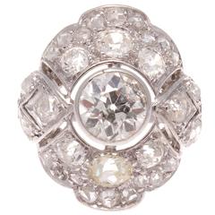 French Art Deco Diamond Platinum Ring