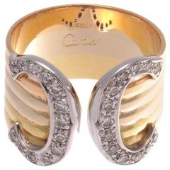 Vintage Cartier C Diamond Gold Ring