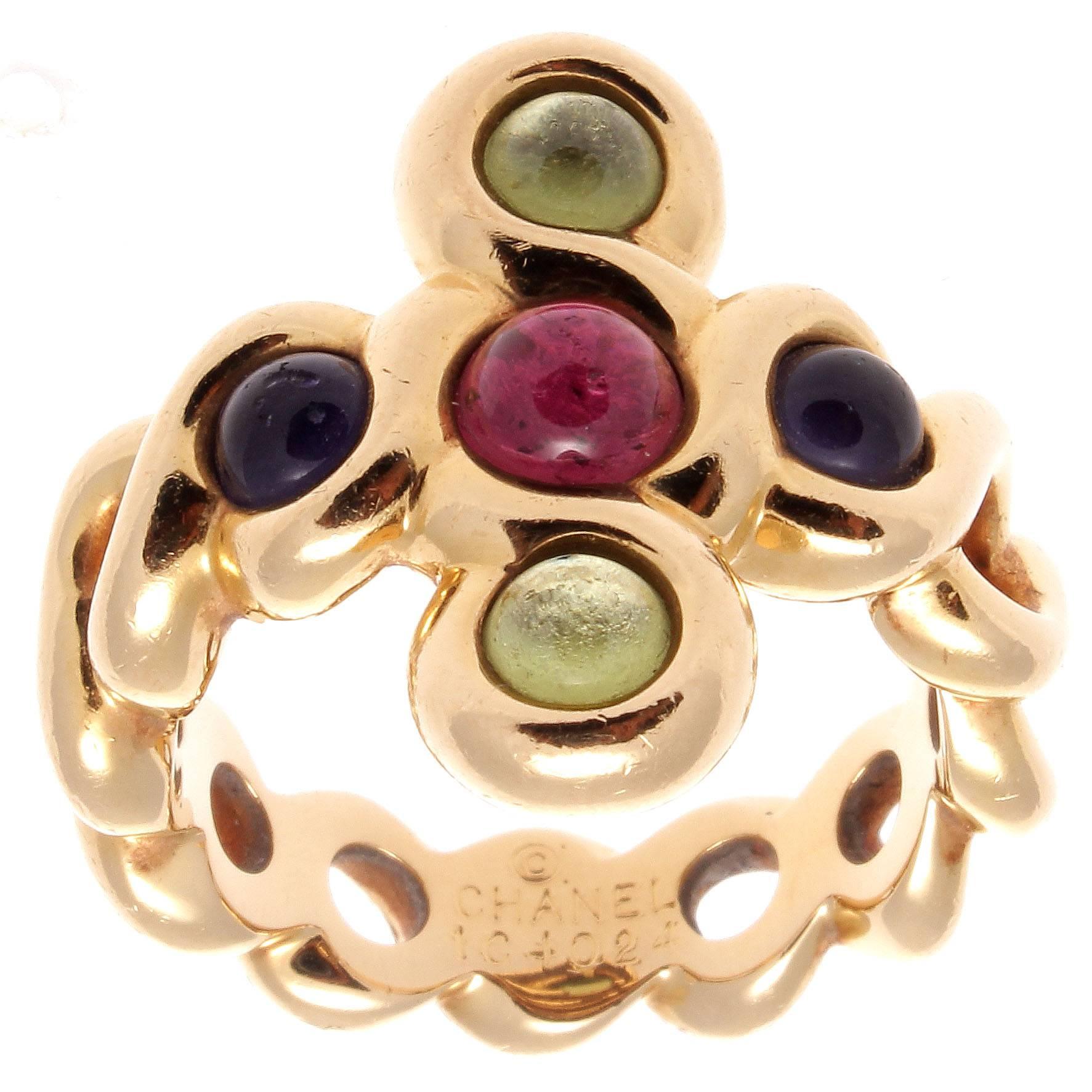 Chanel Tourmaline Amethyst Gold Ring