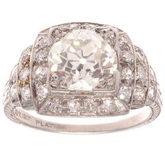 Art Deco 1.92 Carat Diamond Platinum Engagement Ring