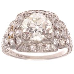 Art Deco 1.92 Carat Diamond Platinum Engagement Ring 3