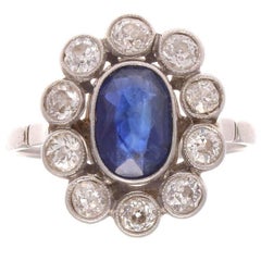 French Belle Époque Sapphire Diamond Gold Ring
