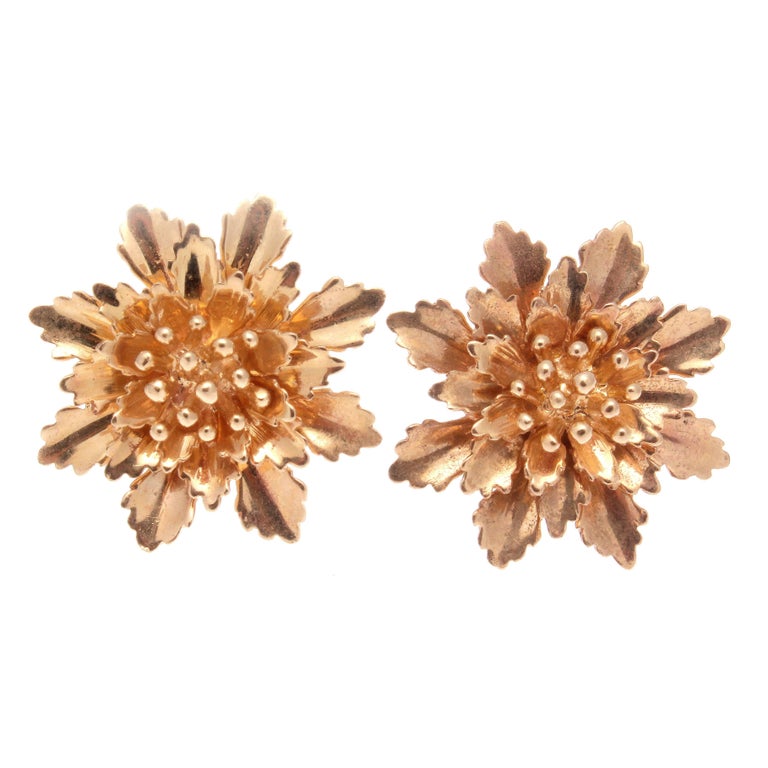 Flower Bouquet Gold Earrings at 1stDibs