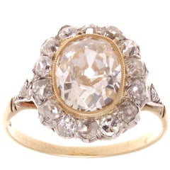 Antique Art Deco 2.50 Carat Old European Diamond Gold Ring