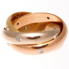 Retro Cartier Diamond Gold Trinity Ring
