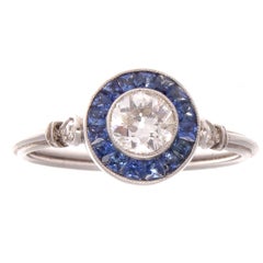 Diamond Sapphire Platinum Engagement Ring 7
