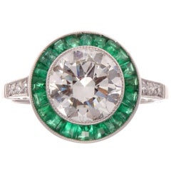 1.80 Carat Diamond Emerald Platinum Ring 1.80 Carat Diamond Emerald Platinum Ring