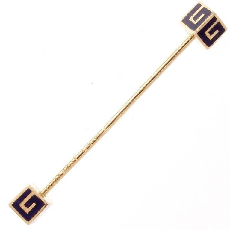 Gucci Enamel Gold Stick Pin For Sale