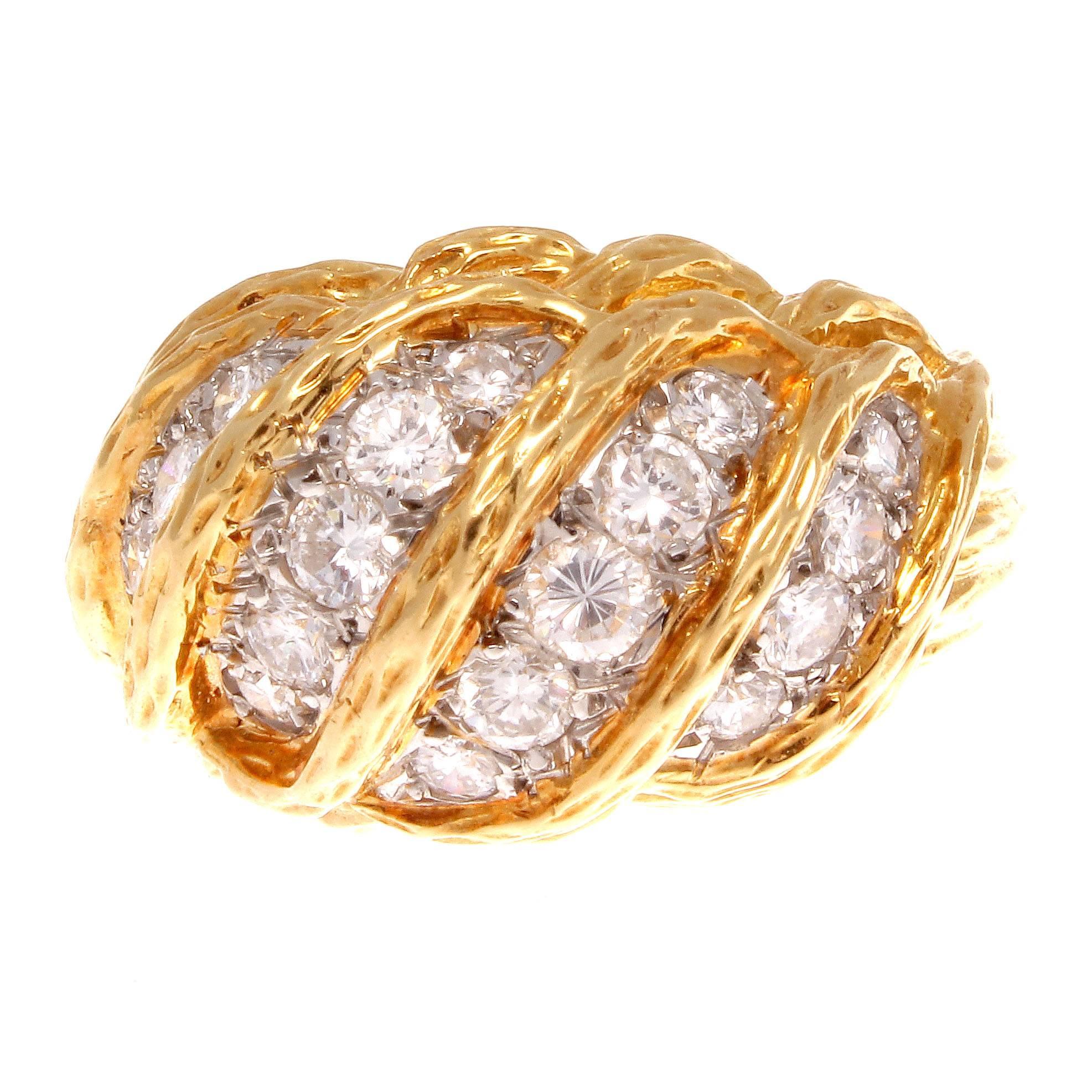 1960s Van Cleef & Arpels Diamond Gold Dome Ring