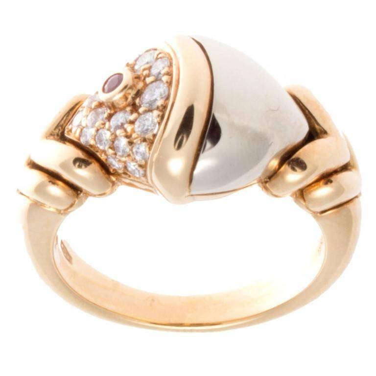 Bulgari Diamond Ruby Gold Ring