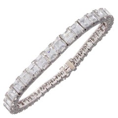 Important Art Deco Step Cut Diamond Platinum Bracelet