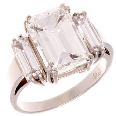GIA 4.02 Carat Emerald Cut Diamond Platinum Engagement Ring GIA 4.02 Carat Emerald Cut Diamond Platinum Engagement Ring