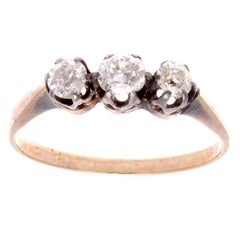Victorian Three-Stone Diamond Gold Ring