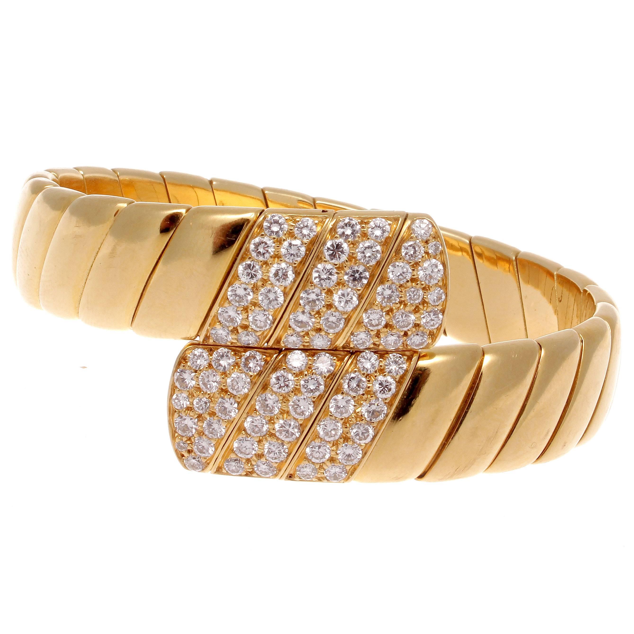 Cartier Diamond Gold Cuff Bracelet