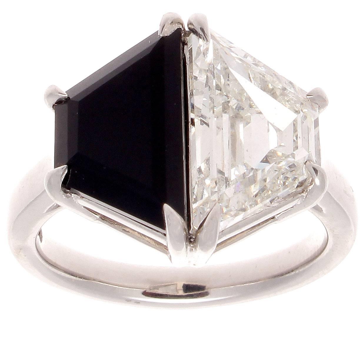 GIA Certified 2.27 Carat Diamond Onyx Platinum Ring