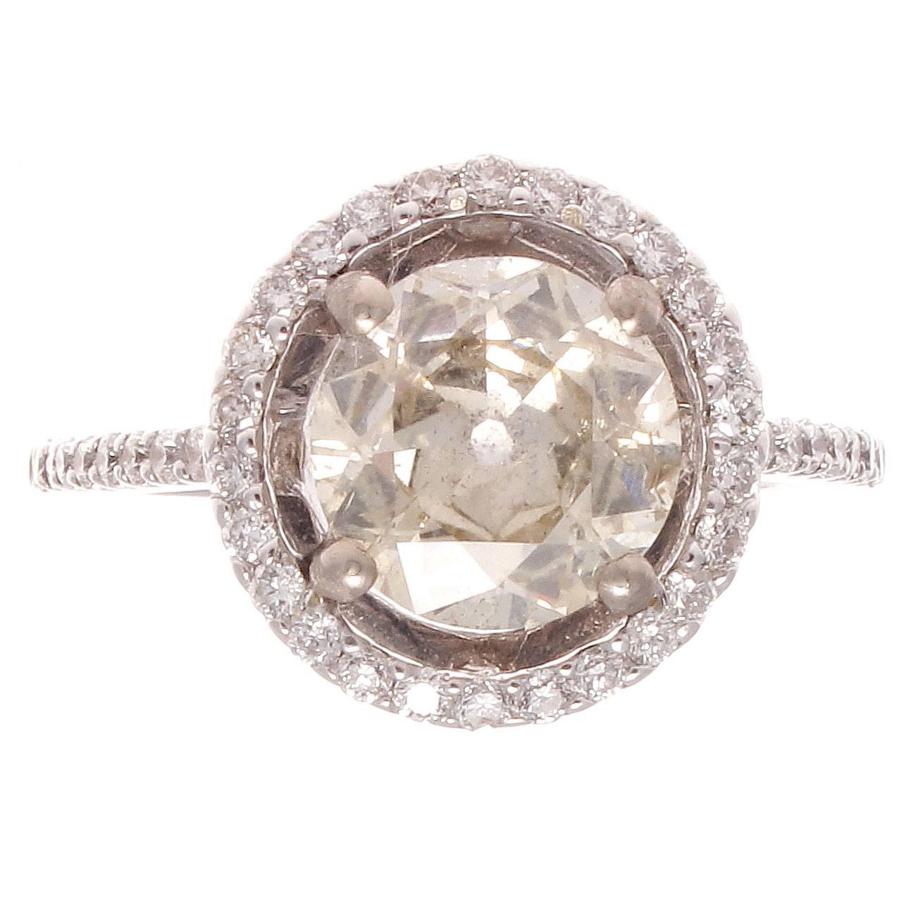 2.25 Carat Old European Cut Diamond Platinum Ring