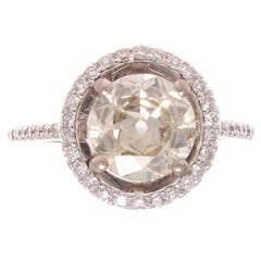 2.25 Carat Old European Cut Diamond Platinum Ring