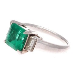 2.28 Carat Colombian Emerald Diamond Platinum Engagement Ring