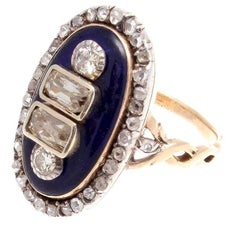 Georgian Enamel Diamond Gold Ring