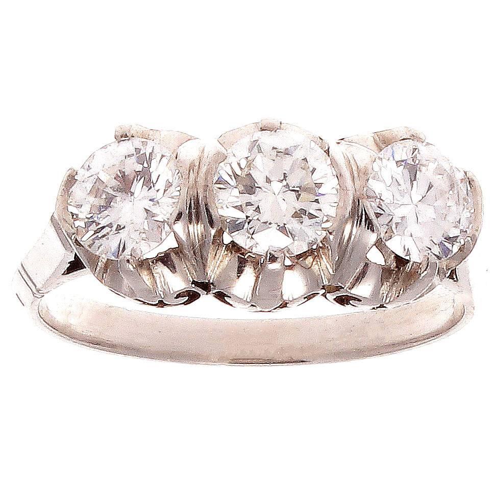 Three-Stone Diamond Platinum Ring