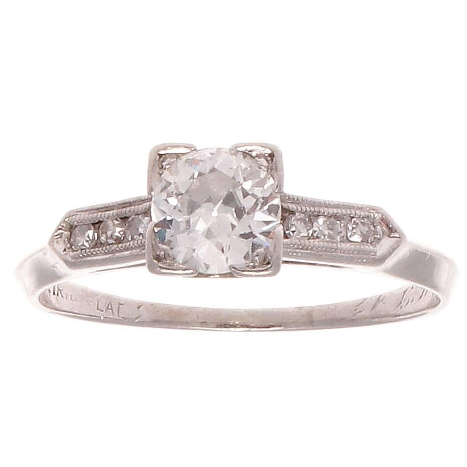 Art Deco 0.50 Carat Diamond Platinum Engagement Ring
