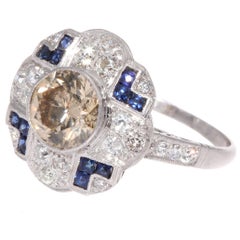2 Carat Diamond Sapphire Platinum Ring