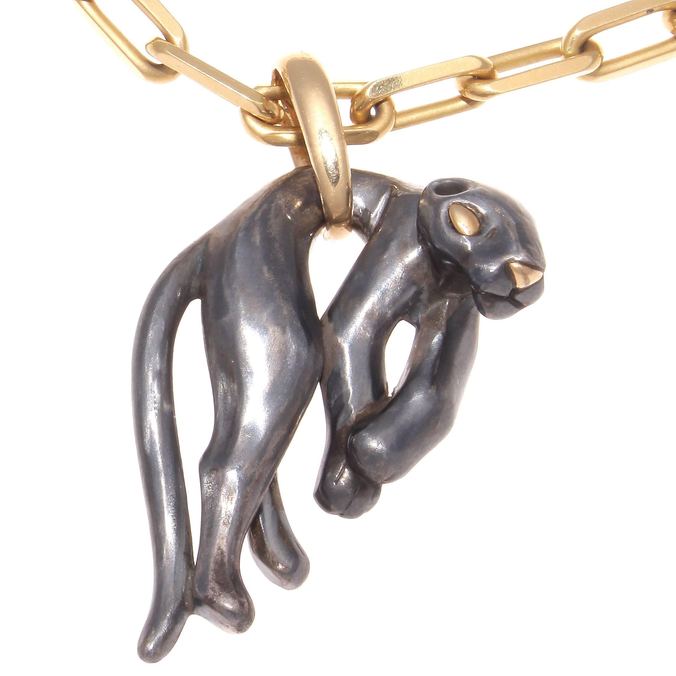 Cartier Hematite Panther Gold Necklace