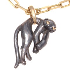 Retro Cartier Hematite Panther Gold Necklace