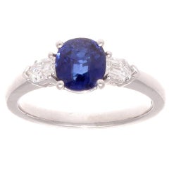 Sapphire Diamond Platinum Engagement Ring