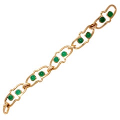 Iconic 1970s Van Cleef & Arpels Malachite Gold Link Bracelet