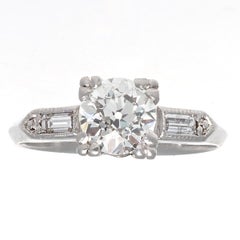 Art Deco GIA Old European Cut Diamond Platinum Engagement Ring
