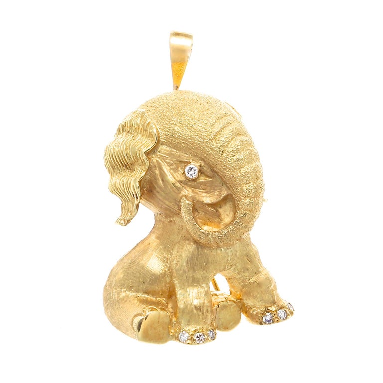 Tiffany and Co. Diamond Gold Elephant Pendant at 1stDibs gold elephant necklace tiffany