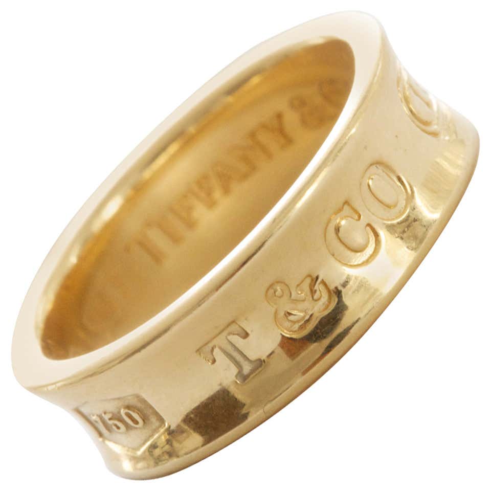 Tiffany and Co. 1837 Gold Wide Band Ring at 1stDibs