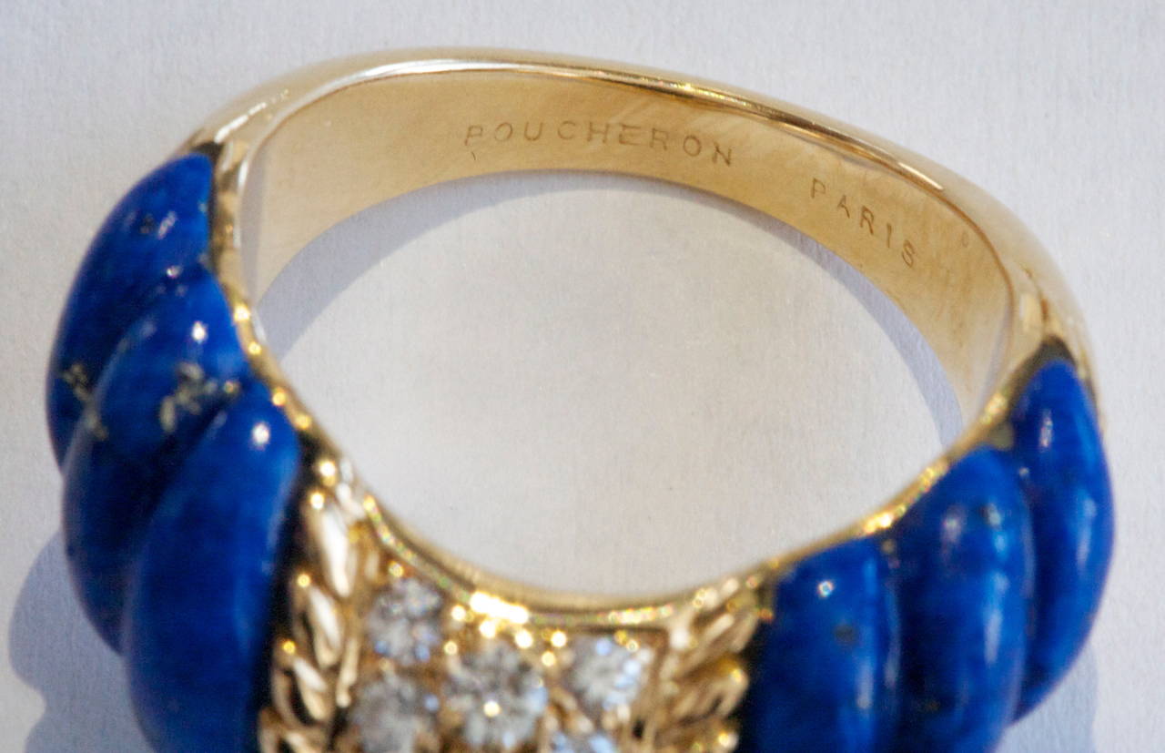 Boucheron Paris Lapis Lazuli Diamond Gold Ring 1