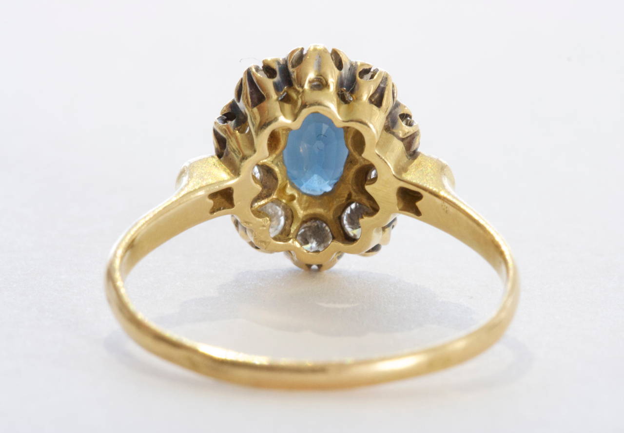 Belle Époque French Belle Epoque Sapphire Diamond Gold Engagement Ring