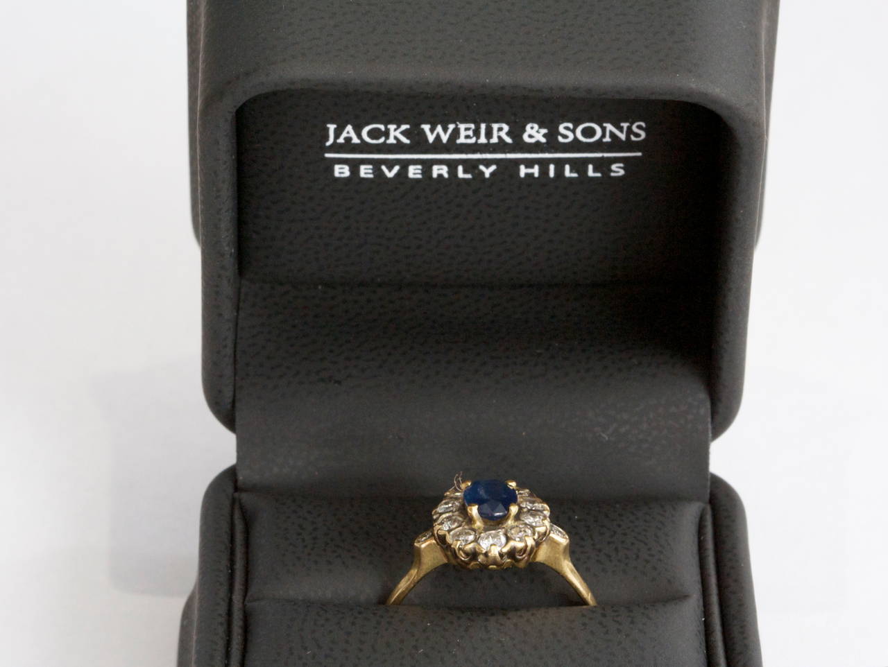 French Belle Epoque Sapphire Diamond Gold Engagement Ring In Excellent Condition In Beverly Hills, CA