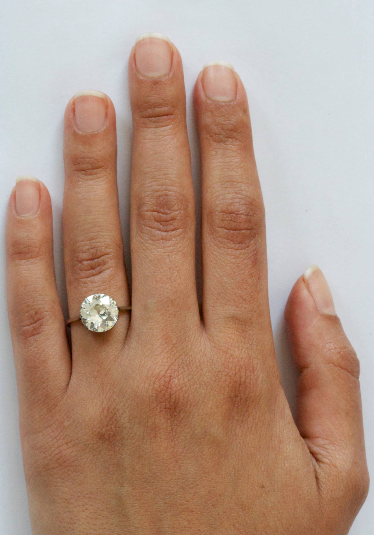 Art Deco 4 Carat Old European Cut Diamond Platinum Engagement Ring
