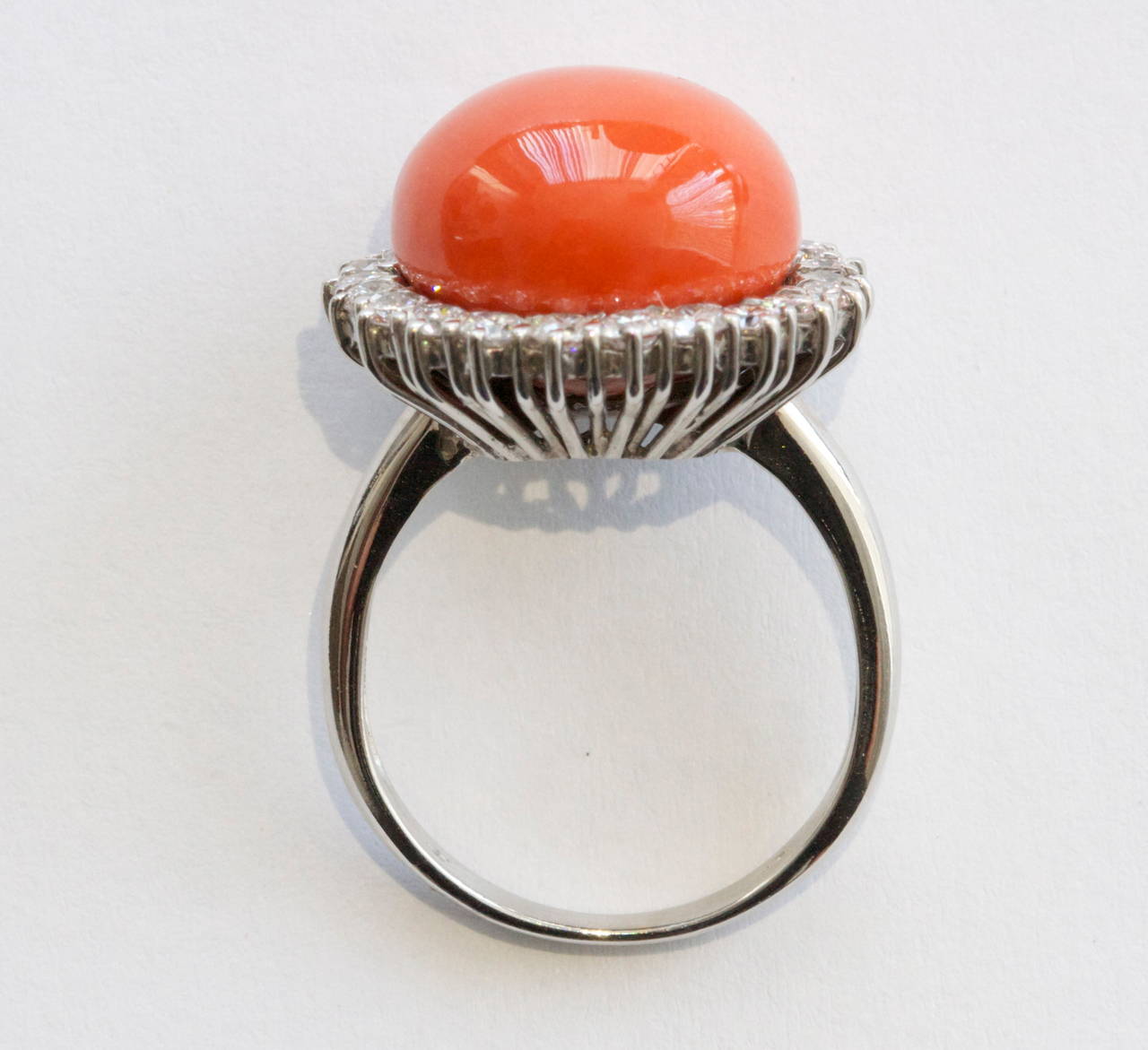 Women's Coral Diamond Gold Ring