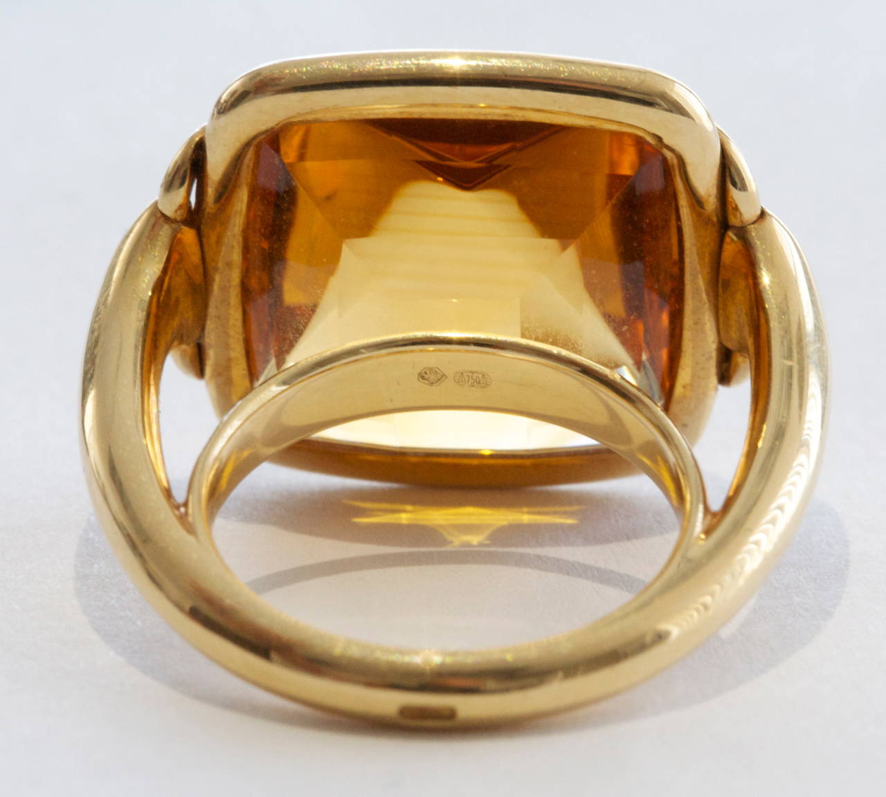 Modern Hermes Citrine Gold Buckle Ring