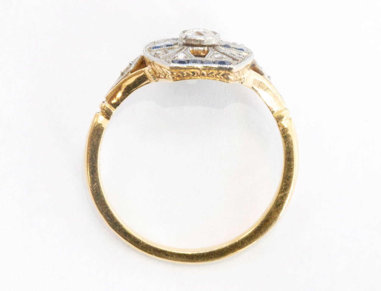 Belle Époque French Belle Epoque Sapphire Diamond Platinum Ring