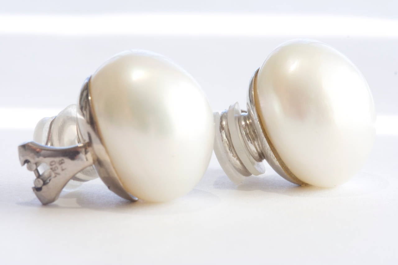 Modern Matching GIA Cert 17mm Saltwater Pearl Earrings