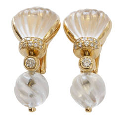 Boucheron Rock Crystal Diamond Gold Earrings