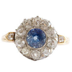 Belle Epoque Sapphire Diamond Platinum Gold Engagement Ring