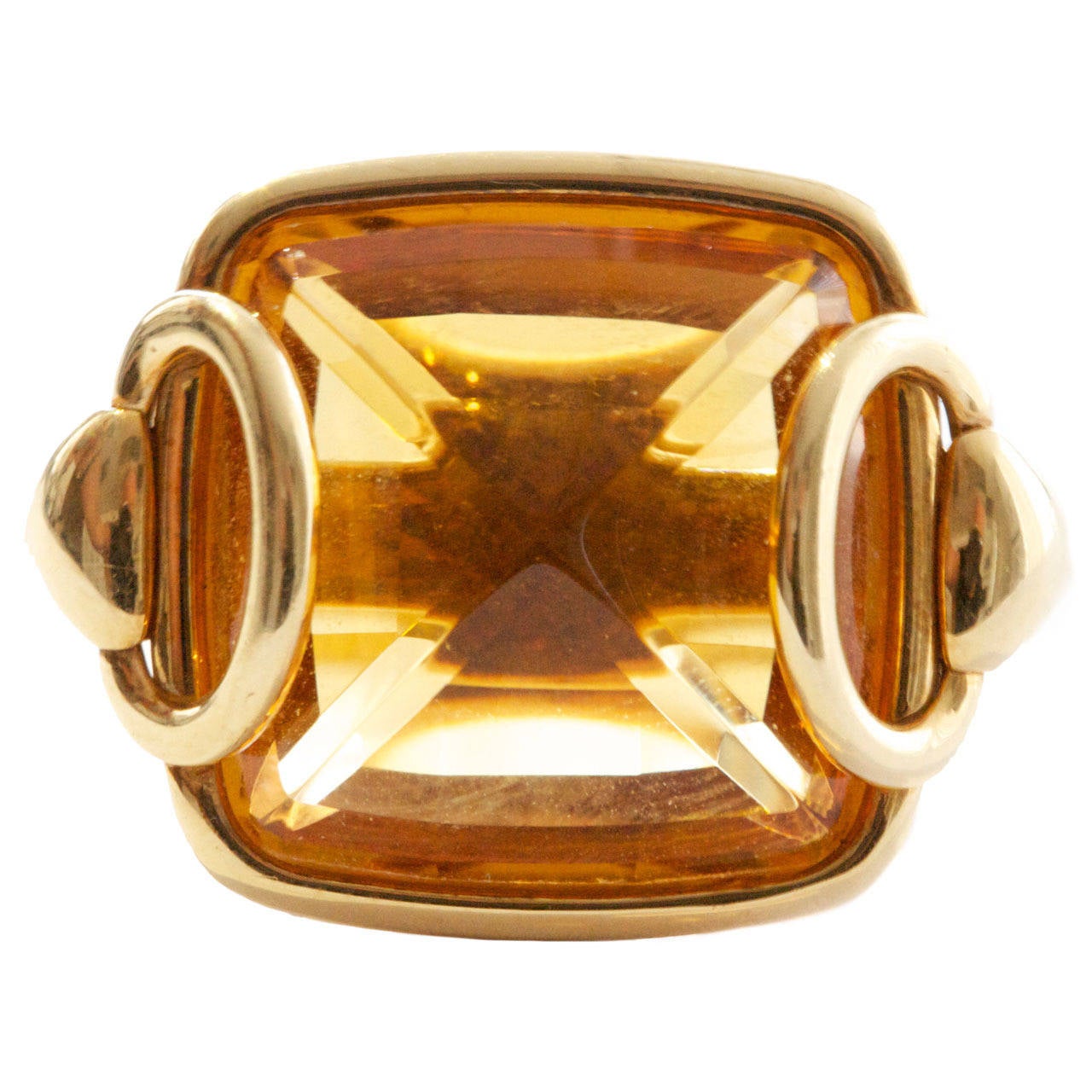 Hermes Citrine Gold Buckle Ring