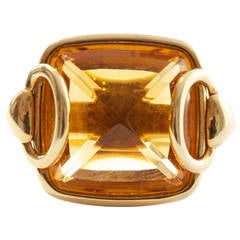 Hermes Citrine Gold Buckle Ring