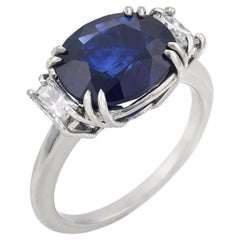 Vintage GIA 4.95 carat Ceylon sapphire diamond platinum ring