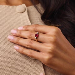 Victorian GIA 2.50 carat Burma no heat ruby diamond 18k yellow gold ring