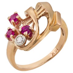 Retro ruby diamond 14k rose gold ring